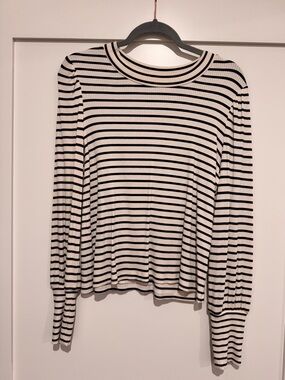 Z SUPPLY Striped Long-Sleeve Crewneck Top - Black & White